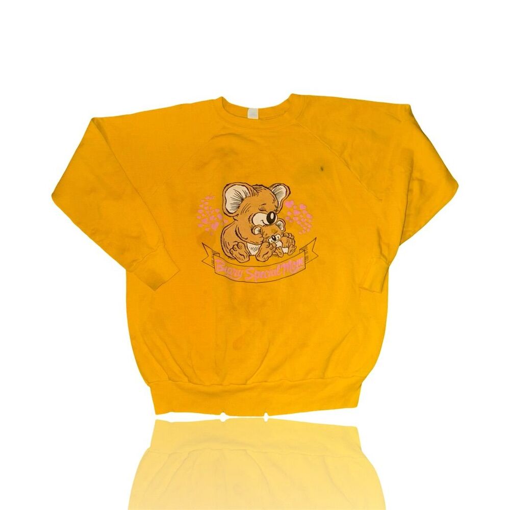 Vintage Koala Graphic Yellow Crewneck Sweatshirt Unisex Super Thrashed & Soft